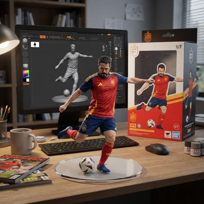 Footballer figurine, 1/7 scale, boxed