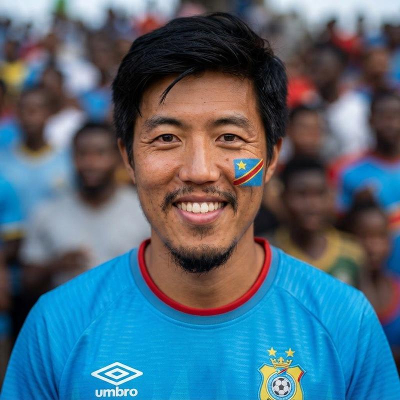 DR Congo fan, close-up portrait in the crowd