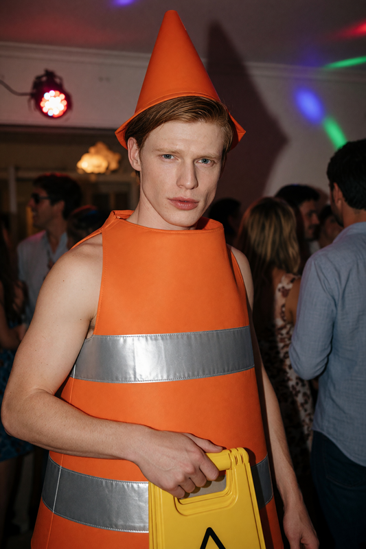 Traffic cone, ready to stop traffic and direct all the best treats his way!